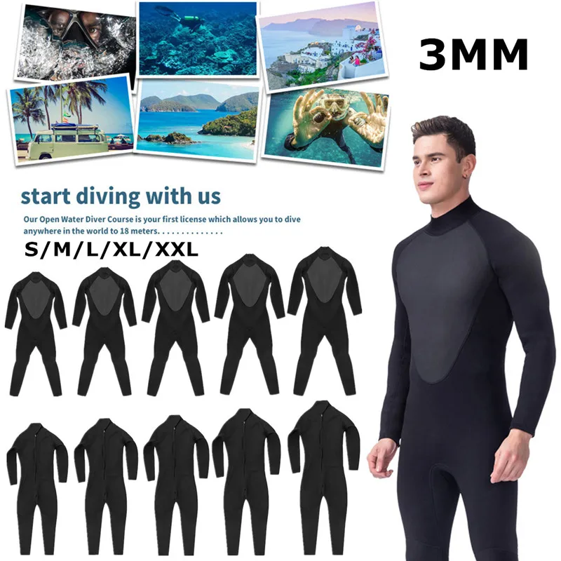 3 MM para hombre traje de S-XL completa mono Super elasticidad traje de buceo para nadar surf snorkel elástico ajustable de tela caliente