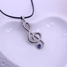 Fashion Elegant Cutout Musical Jewelry Symbol Necklace Pendant Blue Rhinestone Leather Chain Charm Necklace Dropshipping fashion wild necklace symmetrical five petal flower blue rhinestone elegant rhinestone pendant sweater long necklace jewelry