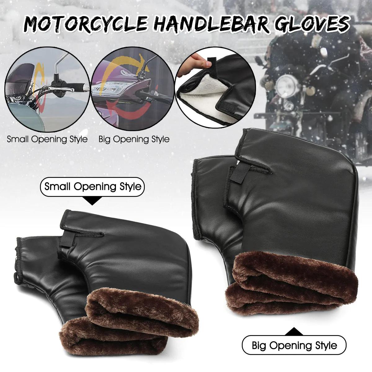

Motorcycle Handlebar Gloves Waterproof Thicken Hand Grips Muffs Windproof Hand Warmer Winter Warmers