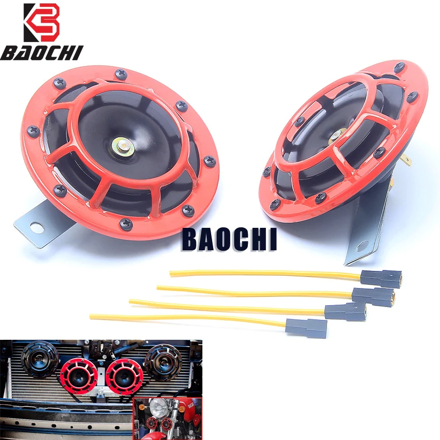 

Universal Car Horn 12V Waterproof Loud Siren Horn Steering Wheel Electr Red Air Horn for Motorcycle Dis Speaker Vehicle SUV