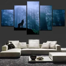 Canvas Painting Modern Wall Art Decorative One Set 5 Panels Timberwolves Figure For Living Room Home Decor Animal Poster Frame teenage timberwolves lust for lightning