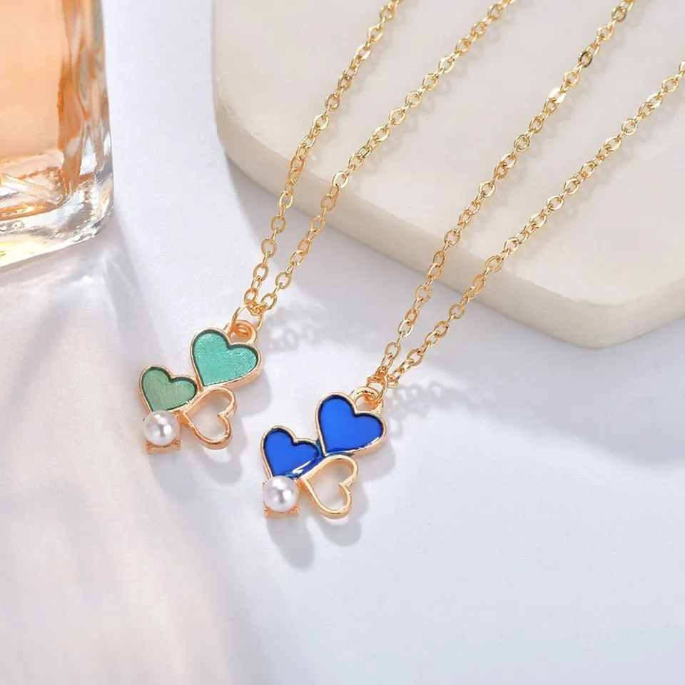

Korean Women Hearts With Pearl Pendants&Necklace Gifts For Girls Trendy Jewelry Handmade Wedding Jewelry Pendant Necklace