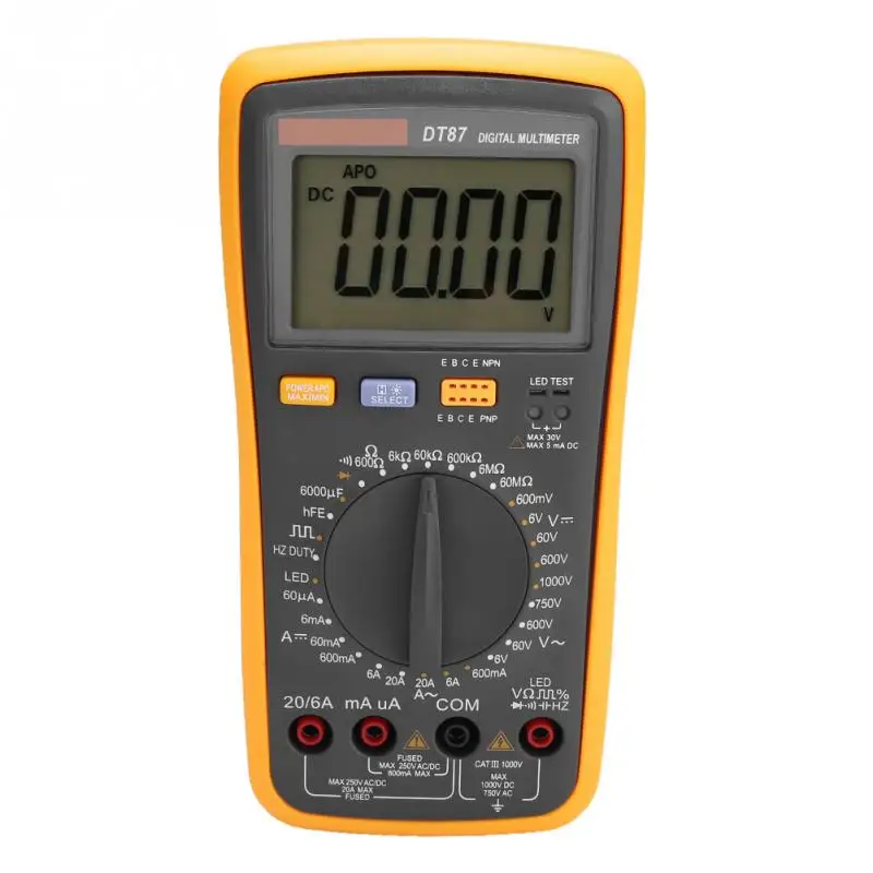 Многофункциональный мультиметр DT87 6000 отсчетов переменный/постоянный ток вольт