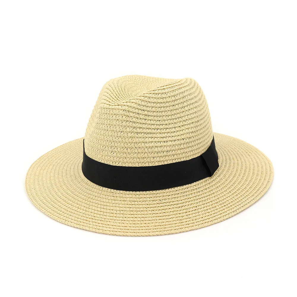 New Summer Fashion women's straw hat Large brim panama Fedora Travel Beach Hat with Satin | Аксессуары для одежды