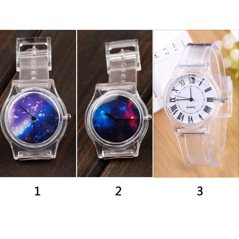 High Quality Crystal Watch Cartoon Novelty Transparent Silicone Strap Classic Student / Women Wrist Quartz Watch