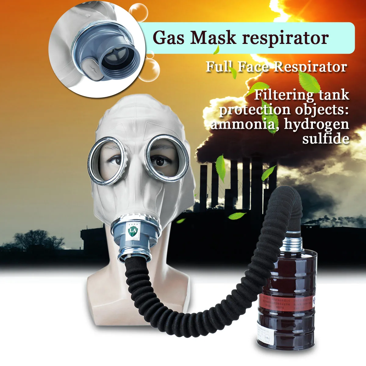 

Silicone Full Face Respirator Gas Mask Cover Paint Chemical Pesticide Mask Protective Mask With Filter Tube Filtering Tank