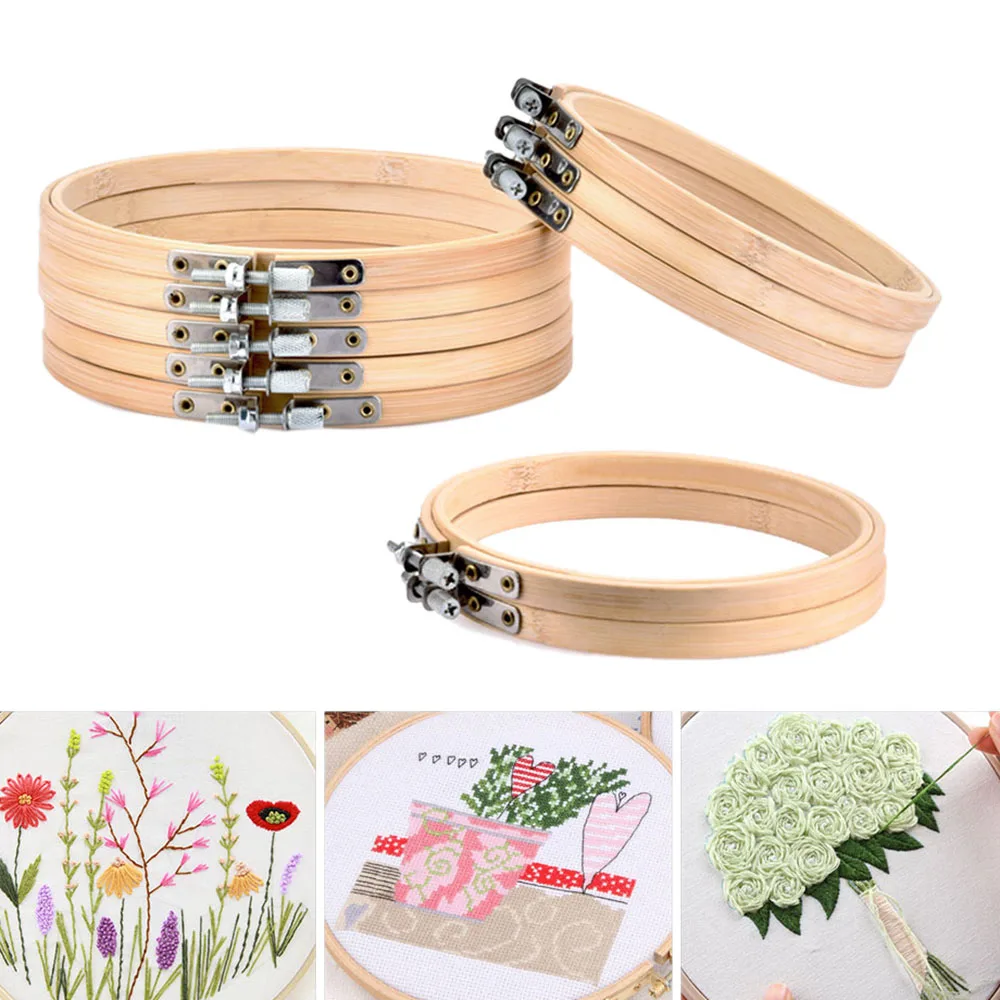 

Hot Sale Cross Stitch Machine Bamboo Frame Embroidery Hoop Ring Diy Needlecraft Round Loop Hand Sewing Tool Accessory 13-15Cm