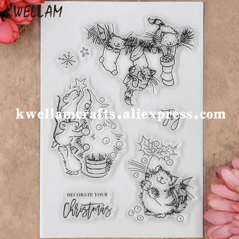 

Christmas Cats Scrapbook DIY photo cards rubber stamp clear stamp transparent stamp 11x16cm 8080707