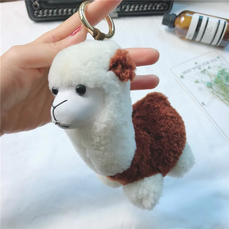 Мультфильм 15 см высота примерно Kawaii брелок коричневый Альпака мягкая игрушка