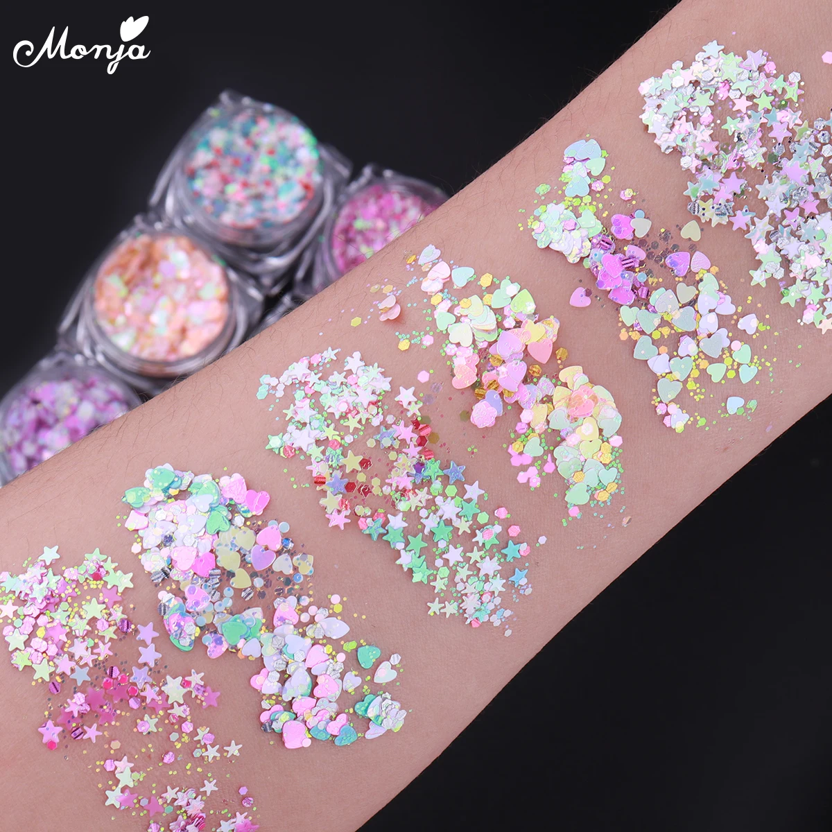 

Monja 6 Box/set Nail Art Laser Ultrathin AB Glitter Self-Adhesive Flake Sequin Mixed DIY Charm Decorations Accessories