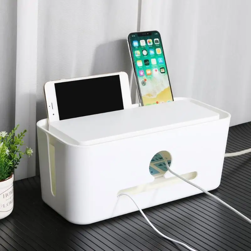 

P Removable Cover Design Convenient Black White Cable Tidy Storage Box Power Switch Easy to Heat Emission Prevent Dust Safety