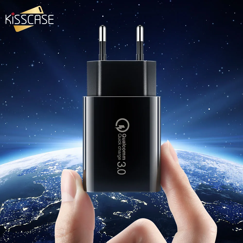 Универсальное быстрое зарядное устройство USB KISSCASE QC 3 0 с вилкой для ЕС и США