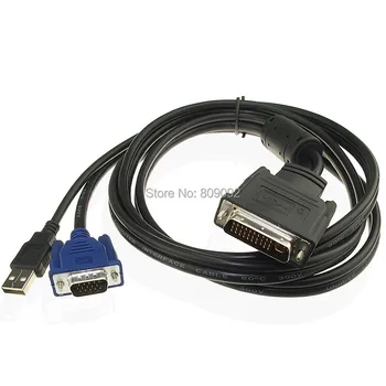 

New DVI M1-DA(30+5) Pin Male to Male 15Pin VGA + USB Adapter Connection Cable for Laptop LCD Monitor Projector