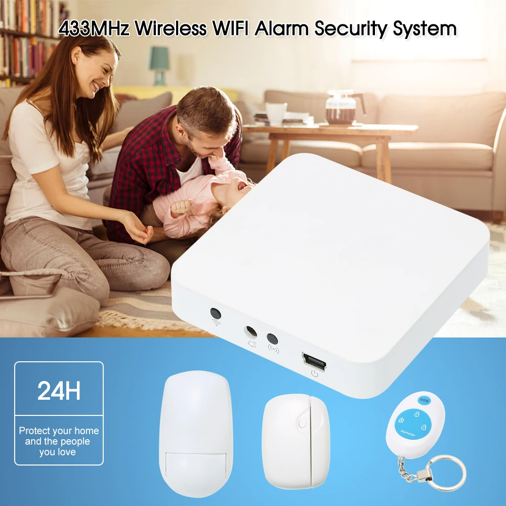 433MHz Wireless WIFI Gateway Host Wifi Smart Alarm System Door Sensor