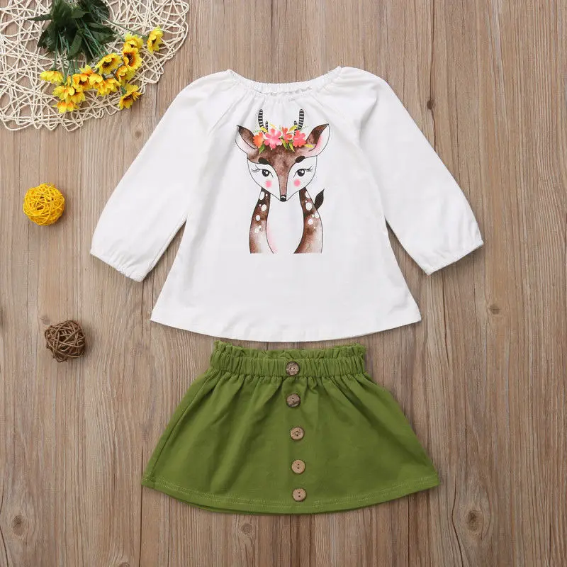 

Pudcoco Toddler Kids Baby Girl Xmas Deer Long Sleeve Mickey Tops Dress Girls Clothes Skirts Outfits Clothes