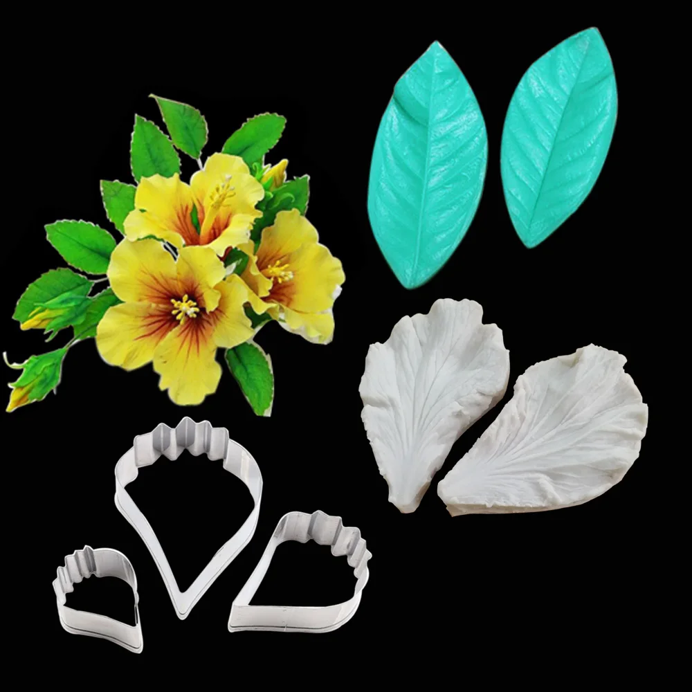 

Poppy Hibiscus Silicone Veiner & Cutter Flower Cutter Gumpaste Fondant Sugarcraft Stainless Steel Cake Decorating Moulds CS253