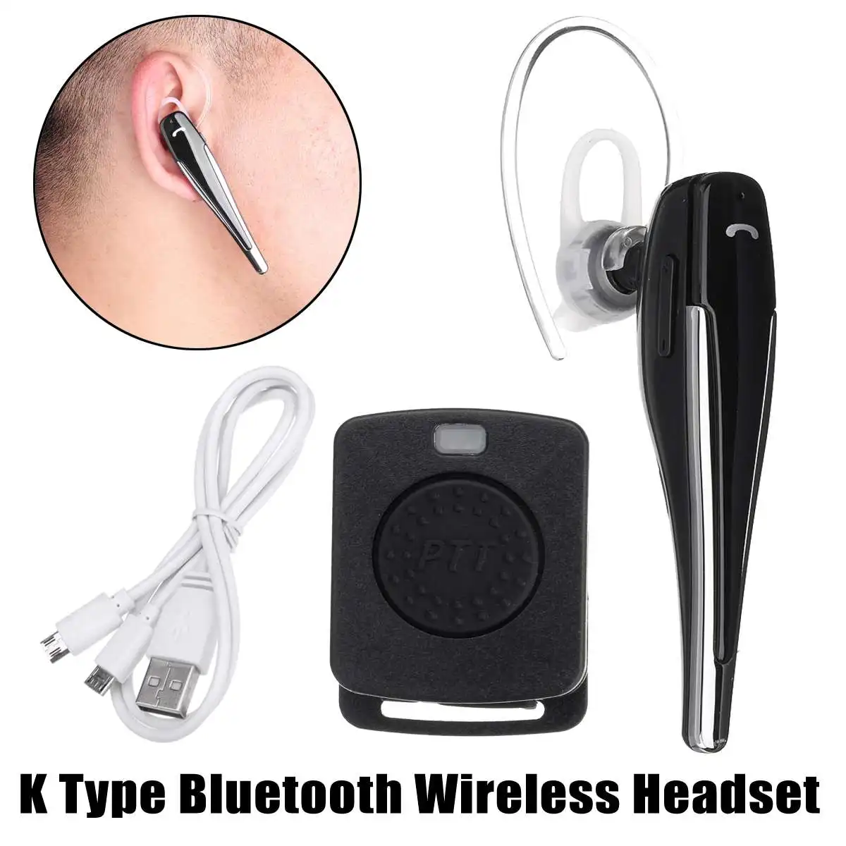 

bluetooth Wireless Headset K Type Hands-free Earphone for Baofeng Two Way Radio