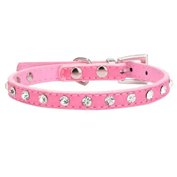 

Crystal Rhinestone Cattle Cashmere Pet Collars Animals Dogs Cat Adjustable Collars Leads Pets Supplies Suede Crystal Cat Collar