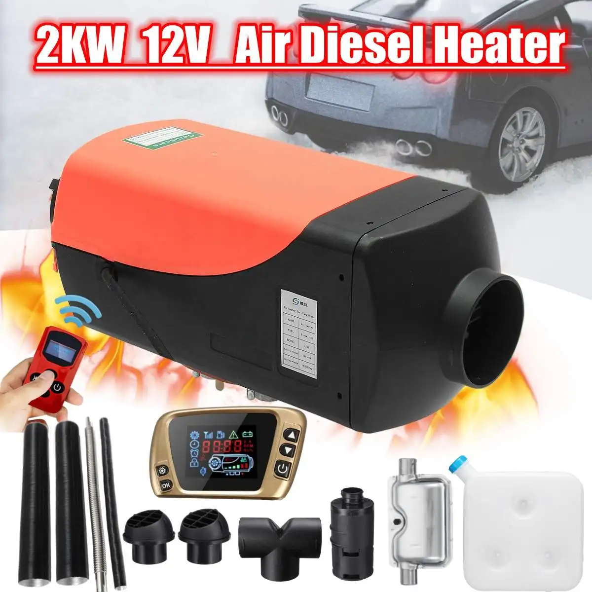 

12V 2kw Diesels Air Parking Heater Air Heating LCD Switch with Silencer and Remote Control For Trucks Boats Car Trailer Heater