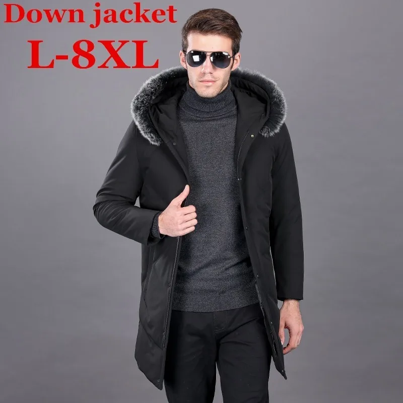 Новая зимняя длинная мужская куртка размера плюс 8XL 7XL 6XL модное классическое