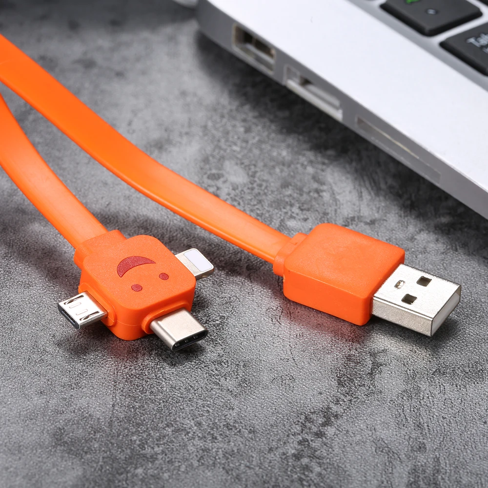 

3 in 1 Charging Cable Data Cable Multifunctional Mobile Phone Charging Cable 1M with Lightning/Micro USB/Type-C Ports