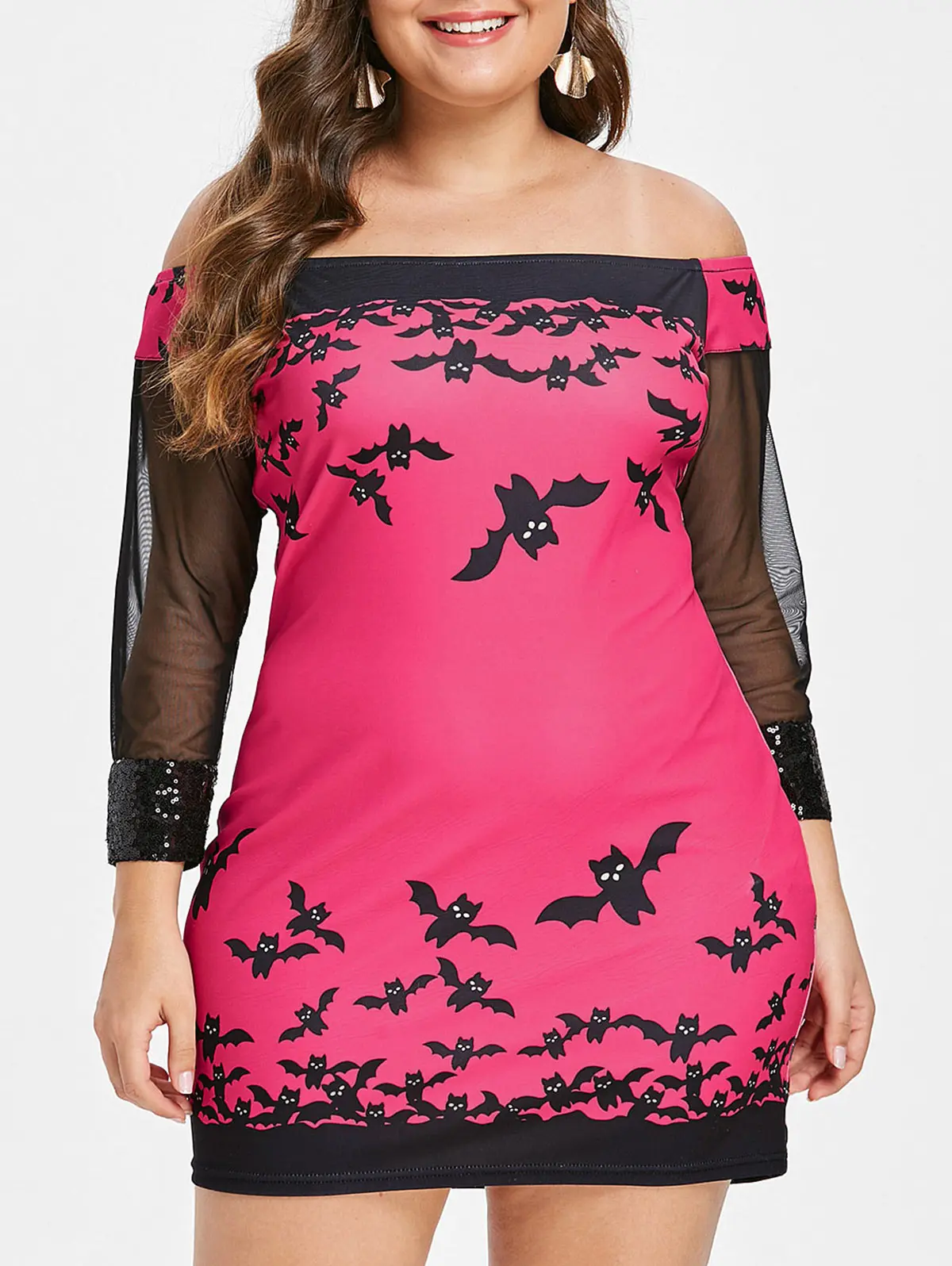 plus size off the shoulder mini dress