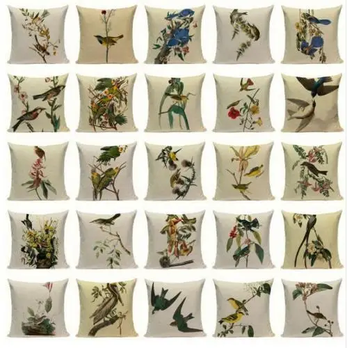 Fashion Plant Green Bird Cushion CasePillow Case Coverative Pillows For Woven Linen | Дом и сад