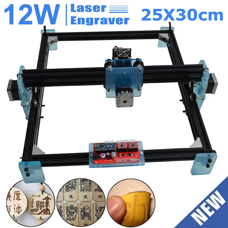 

DIY 12W Mini CNC Laser Engraver Printer Wood Metal Stone Cutting Marking Machine 25x30 Working Area Laser Engraving Machine