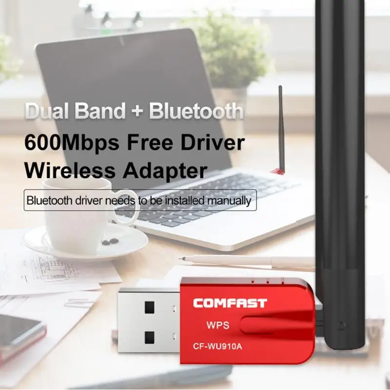 Comfast CF-WU910A Dual Band г 5,8 Г USB WiFi адаптер 600 Мбит/с Wi-Fi приемник беспроводной сетевой карты Bluetooth 4. 2 адаптер Wi-Fi Dongle