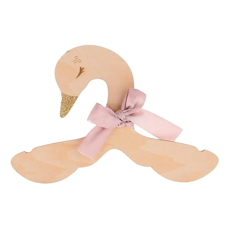 

Cute Swan Shaped Baby Hangers Wood Hangers Kids Home Hangers Clothes Hanging Racks (Random Ribbon Color Pattern)
