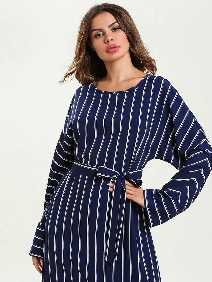 Женское свободное платье макси с длинным рукавом Abaya мусульманское кафтан