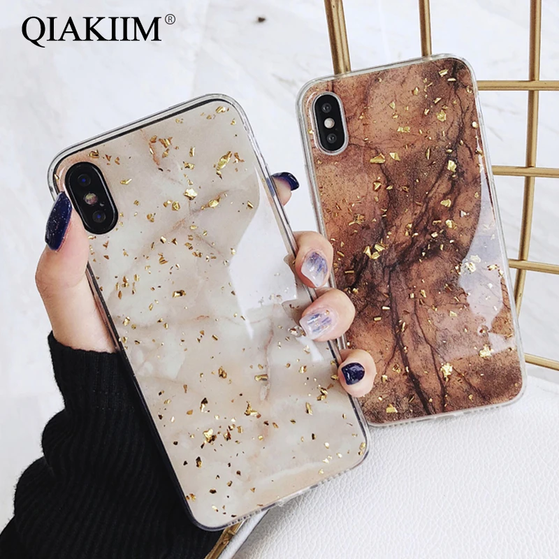 

Luxury Gold Foil Bling Marble Phone Case For iPhone X XS Max XR Soft TPU Cover For iPhone 7 8 6 6s Plus 5 5S Glitter Coque Funda