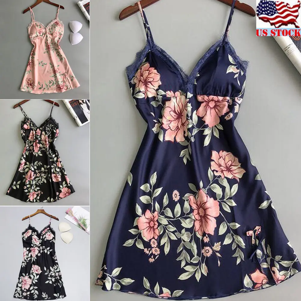 

New Sexy Lingerie Women Lace Patchwork Print Robe Dress Babydoll Sleeveless Nightdress Nightgown Sleepwear