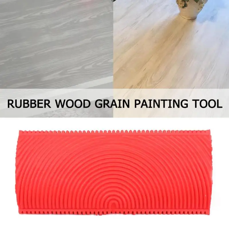 2pcs Rubber Wood Grain Paint Roller DIY Graining Painting Tool Wood Grain Pattern Wall Painting Roller with Handle Home Tool