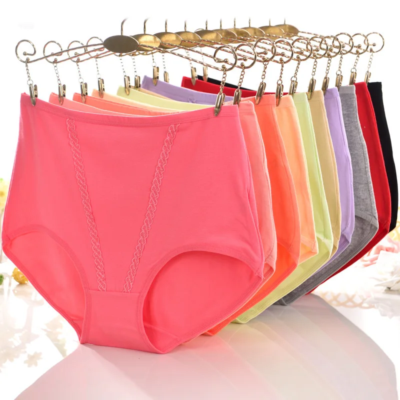 3Pcs Cotton In Waist Lace Maɺm Underpants Ventilation Comfortable Full Lifting Buttocks Concise Woman Triangle Underpant |