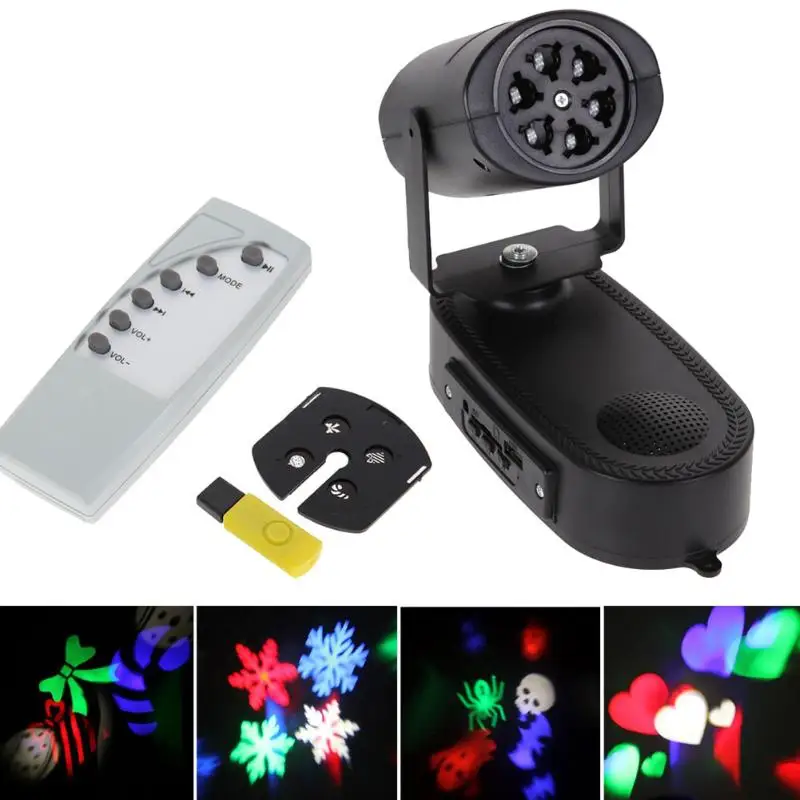 

LED Stage light with MP3 changeable Multi-pattern cards, led, RGB US plug for Halloween, Christmas and birthday parties