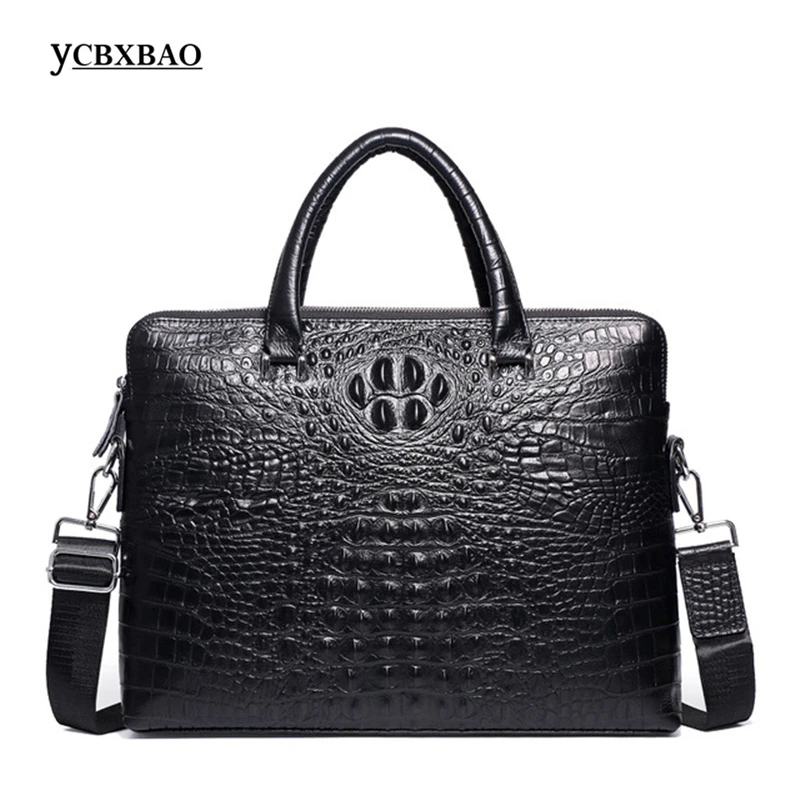 

Mens Luxury Brand Genuine/Real Cowhide Leather Handbag Croc/Alligator Pattern Business Briefcase Men Laptop Bags Shoulder Bag