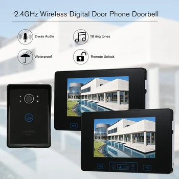 

2.4GHz Wireless Digital Door Phone Doorbell Intercom System 7"TFT Indoor Monitor Digital Outdoor Camera Wireless Unlock Control