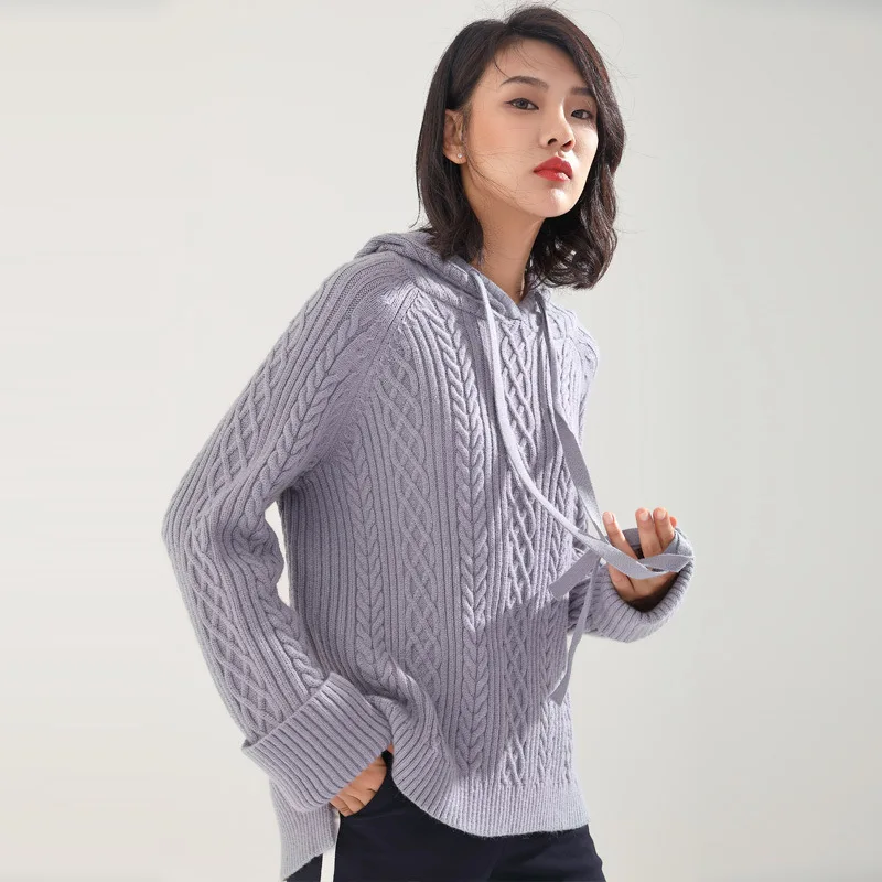 

2018 autumn and winter new arrival women's casual loose sweater female thick hooded sweater women 18231