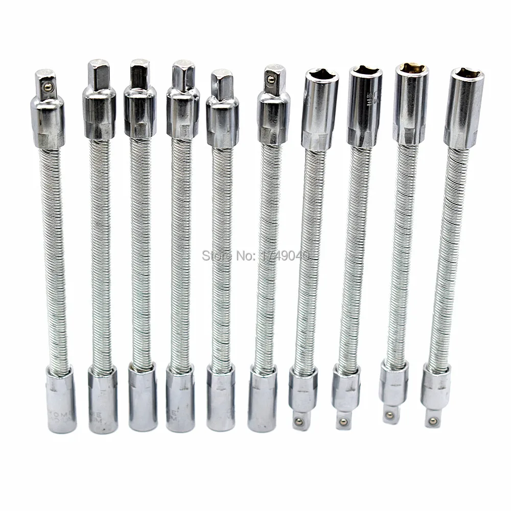 10pcs Socket Ratchet 1/4" Drive Flexible Extension Bar Mechanic Tool