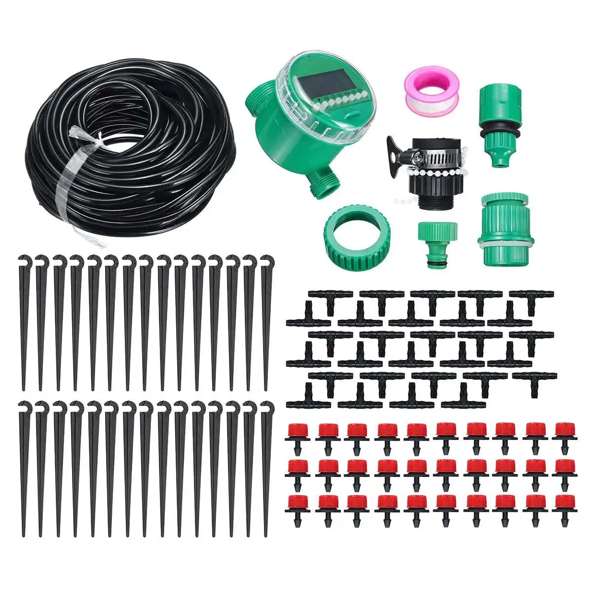 

25m Drip Irrigation Kit Water Timer Waterproof Automatic Watering Electronic Garden Sprinkler Plant Agriculture Greenhouse Water
