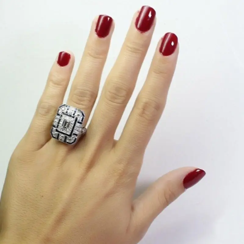 Женское кольцо в стиле ретро арт деко с кристаллами большие ювелирные изделия Sz 6