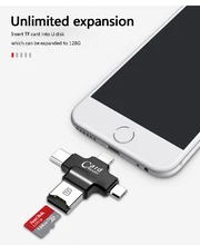 Mobile Phone Adapters Mobile phone card reader Stylish 4in1 Micro USB TypeC OTG TF3.0 Card Reader for iPhone Samsung Xiaomi OPPO