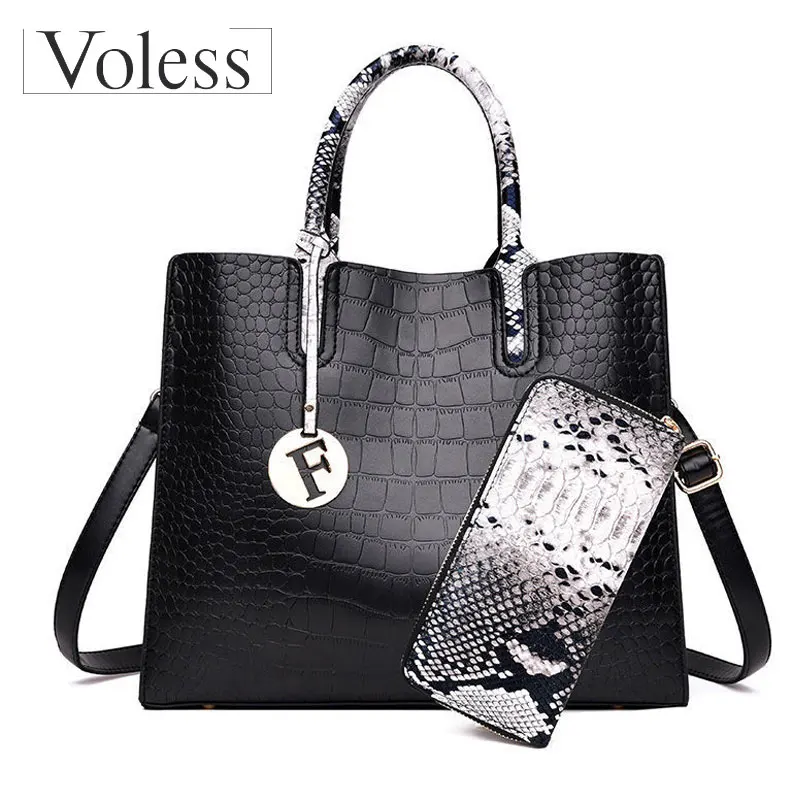 

VOLESS Luxury High Quality PU Leather Women Handbag 2 Sets Ladies Composite Bags Tote Messenger Bags Ladies Wallet Shoulder Bag