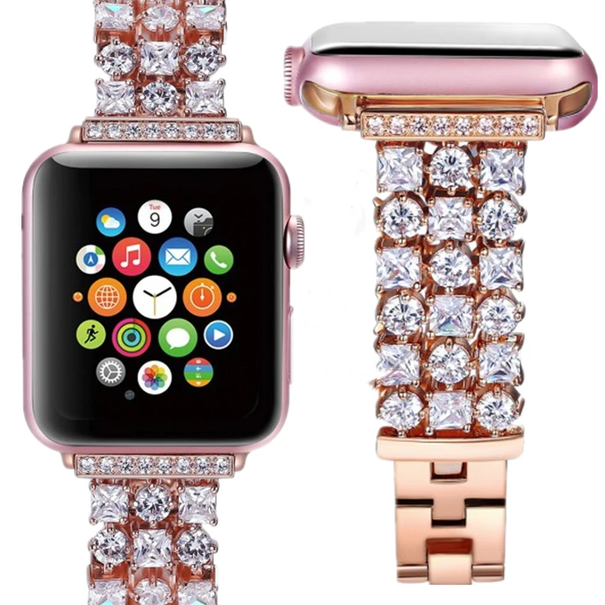 

For Apple Watch Band 40mm 44mm 38mm 42mm Women Bling Diamond Band for iWatch Series 4 3 2 1 Bracelet Stainless Steel Wrist Strap