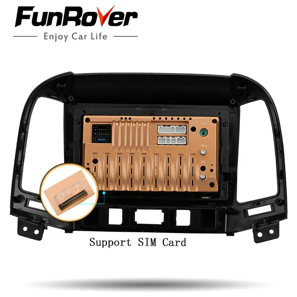 Top Funrover 2 din android 9.0 car dvd player For Hyundai Santa Fe 2005 2006 2007 2008 2009 2010 2011 2012 radio gps navigation DSP 5