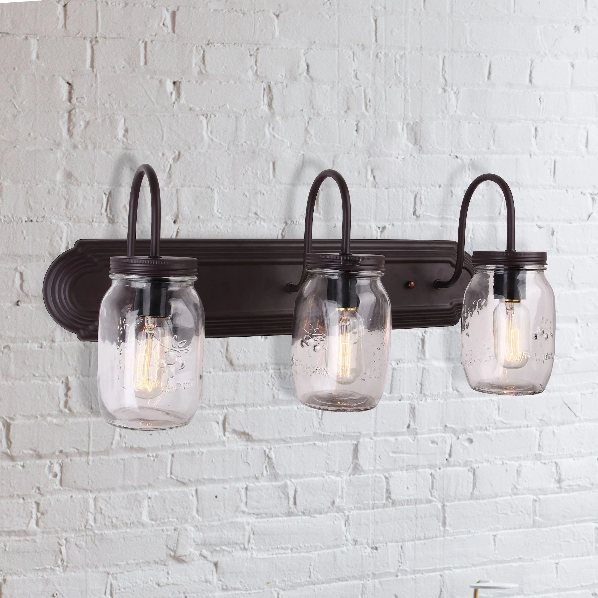 Parrot Uncle 3-Light Mason Jar Vanity Light Oil Rubbed Bronze | Освещение
