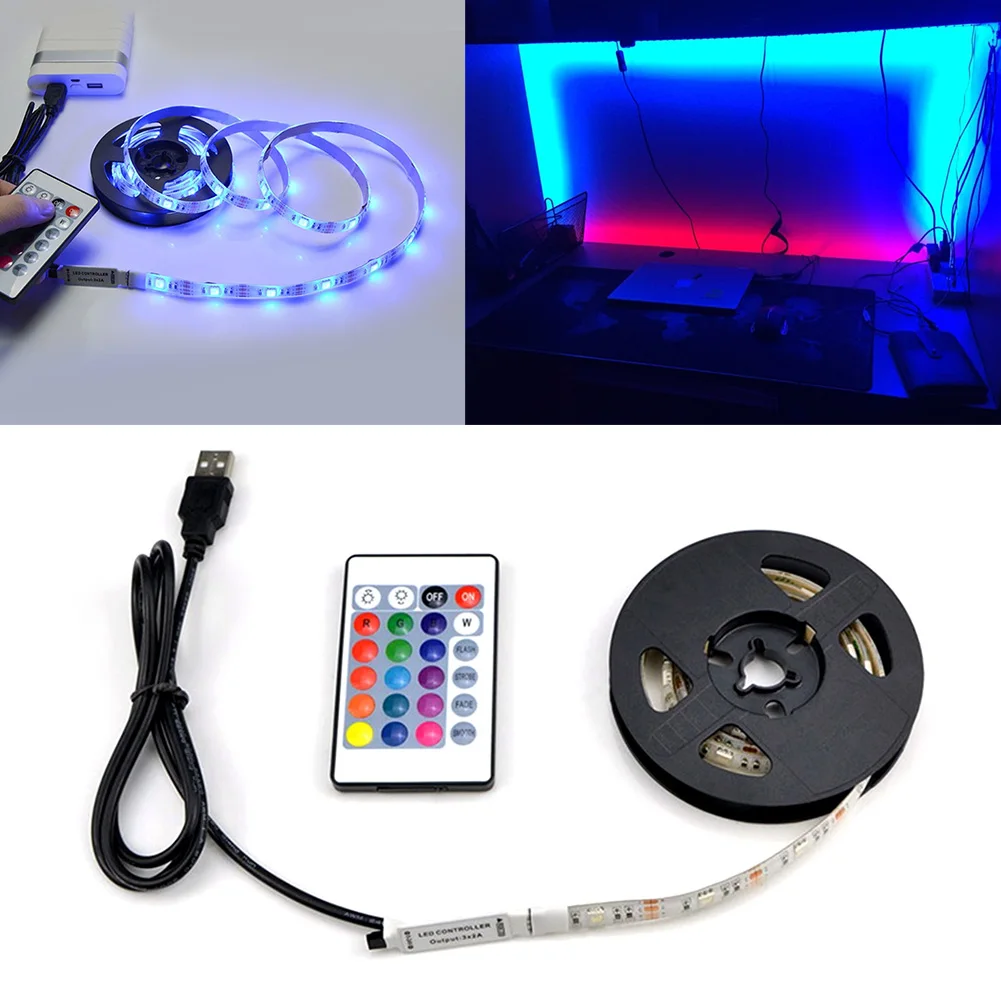 

5050RGB Colour Changing+Remote Control 50-200CM USB LED Strip Light TV Back Lamp Day White Warm White Blue/RGB Bicycle Strip