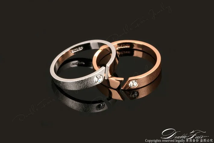 Свадебные/обручальные кольца из кубического циркония, розовое золото, модные брендовые ювелирные изделия для мужчин и женщин, горячая Распродажа DFR097