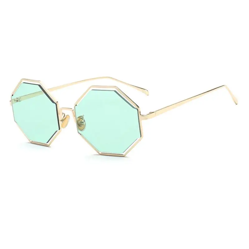 Sunglasses Women Small Frame Polygon Clear Lens Sunglasses Brand Designer Men Vintage Sunglasses Hexagon Metal Frame